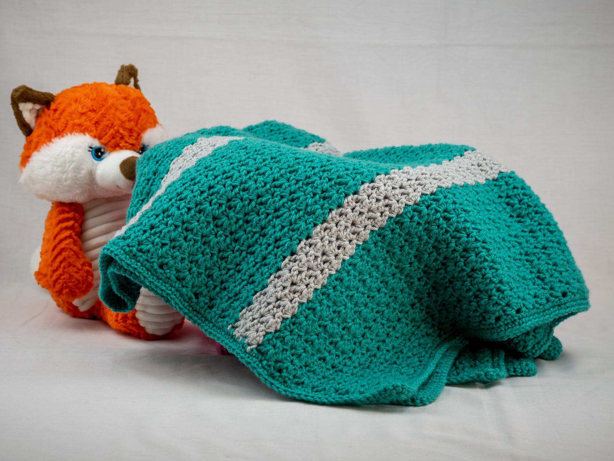 Knitted Fox Baby Pram Blanket